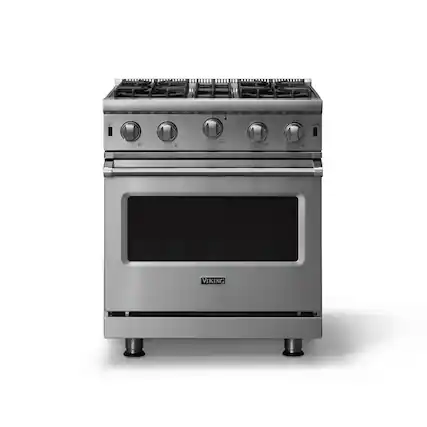 Front. Viking - 30 in. Wide 4 Burner Professional 5 Series 4.0 Cu. Ft. Freestanding Gas Convection Range - Stainless steel.