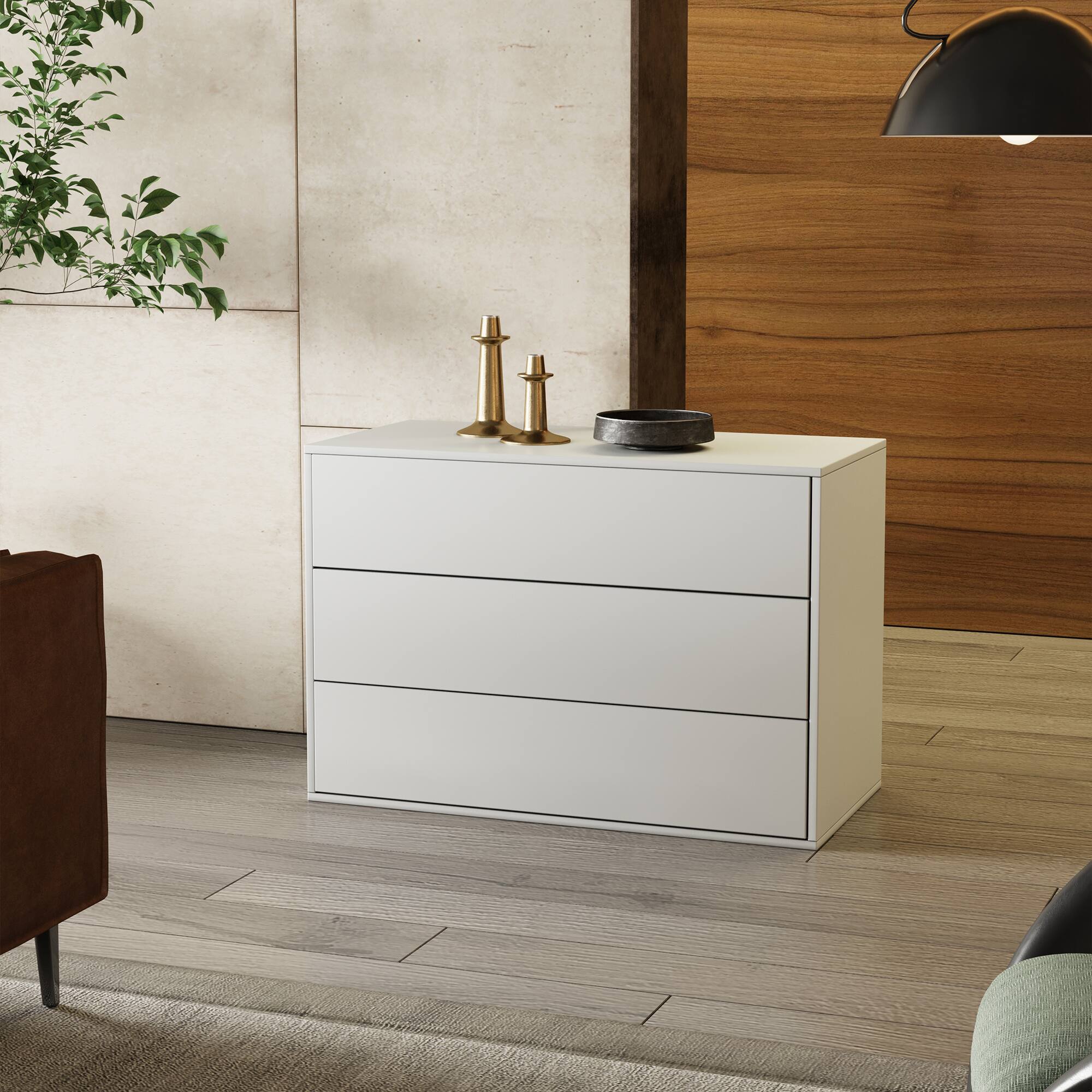 Angle. luck idea - 31.4" Three-drawer storage cabine - Off-white.