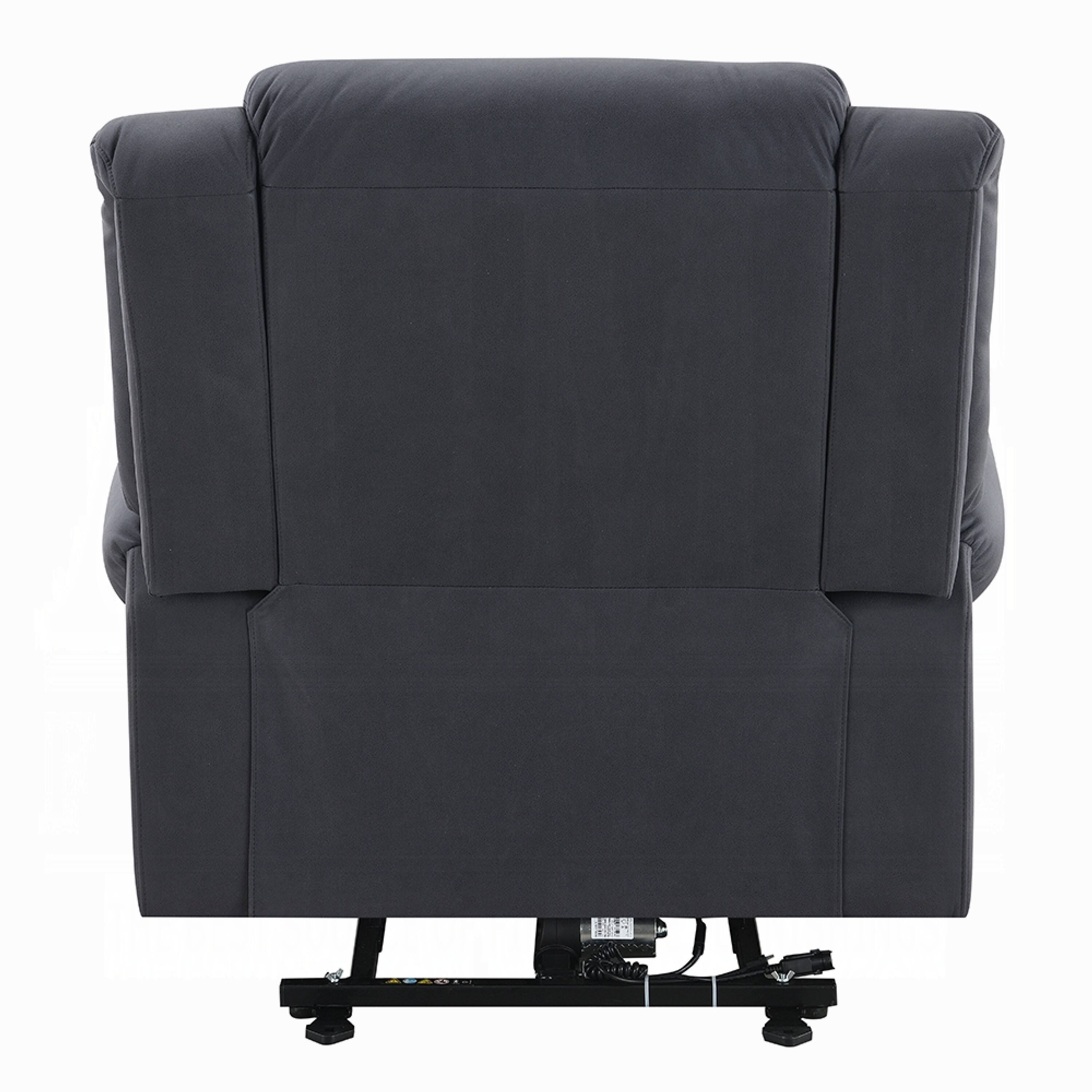 Left. Manhattan Lane - Seru Power Motion Lift and Recliner Chair, Heated Massage, - Dark Gray.