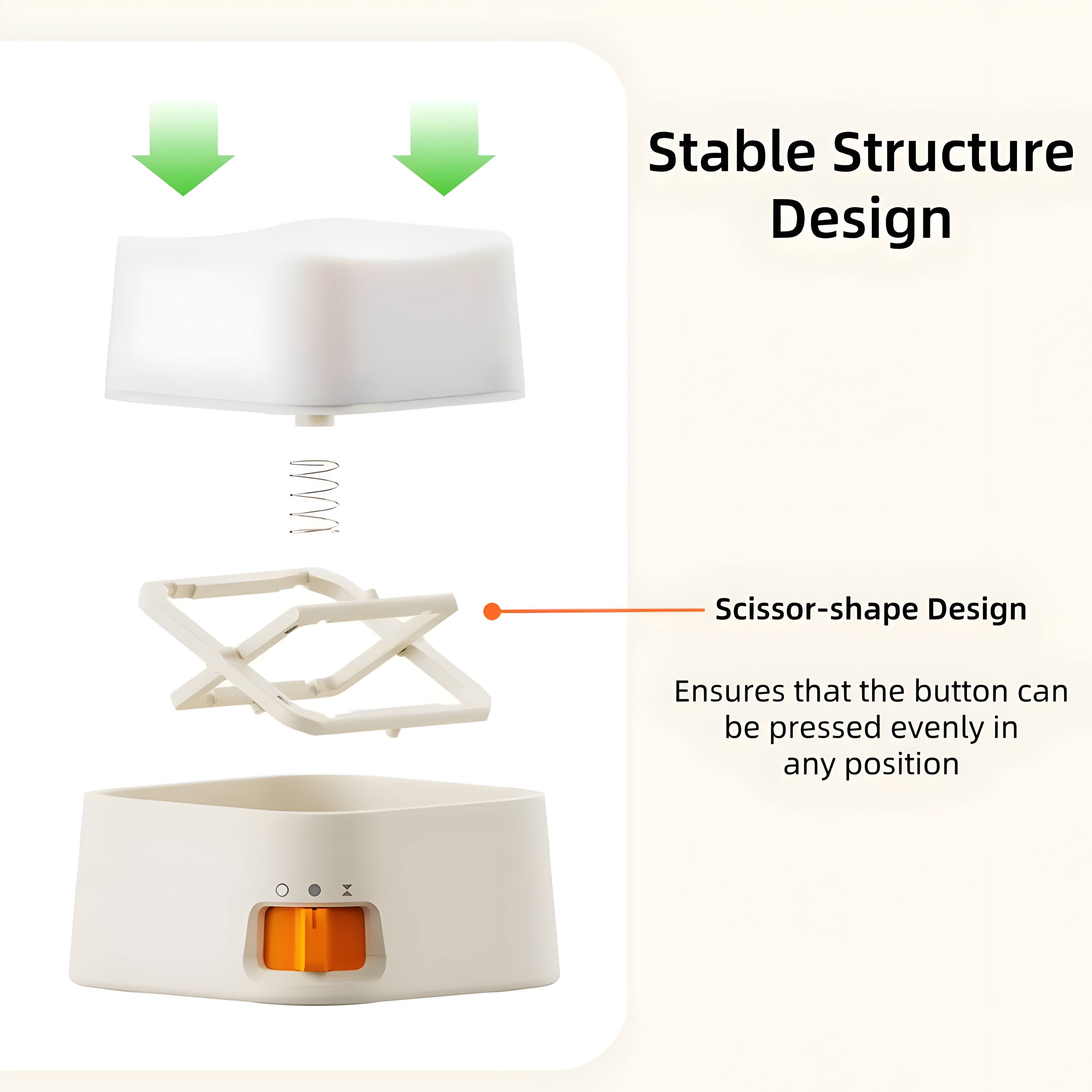 Stable Structure Design

Scissor-shape Design

Ensures that the button can be pressed evenly in any position