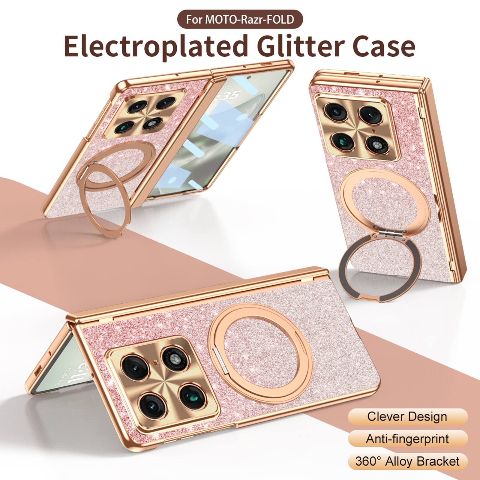 For MOTO-Razr-FOLD Electroplated Glitter Case

Clever Design
Anti-fingerprint
360° Alloy Bracket