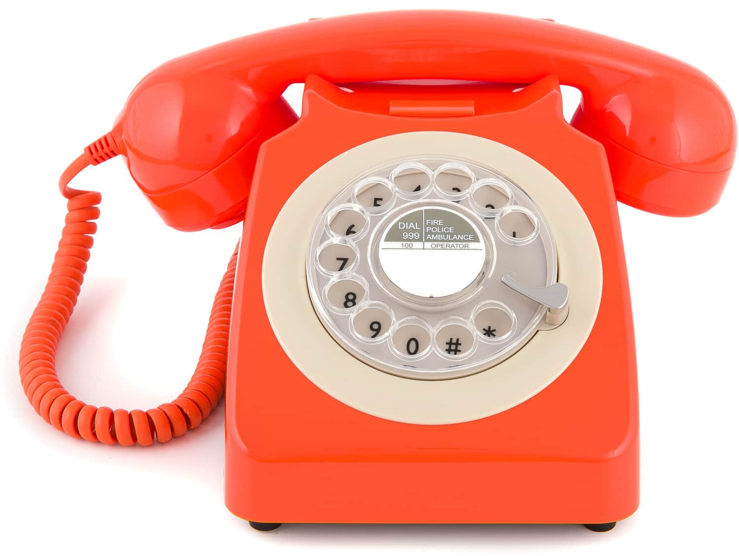 PopMarket - GPO Retro GPO746ROR 746 Desktop Rotary Dial Telephone - Orange - MISC ACCESSORY - Red