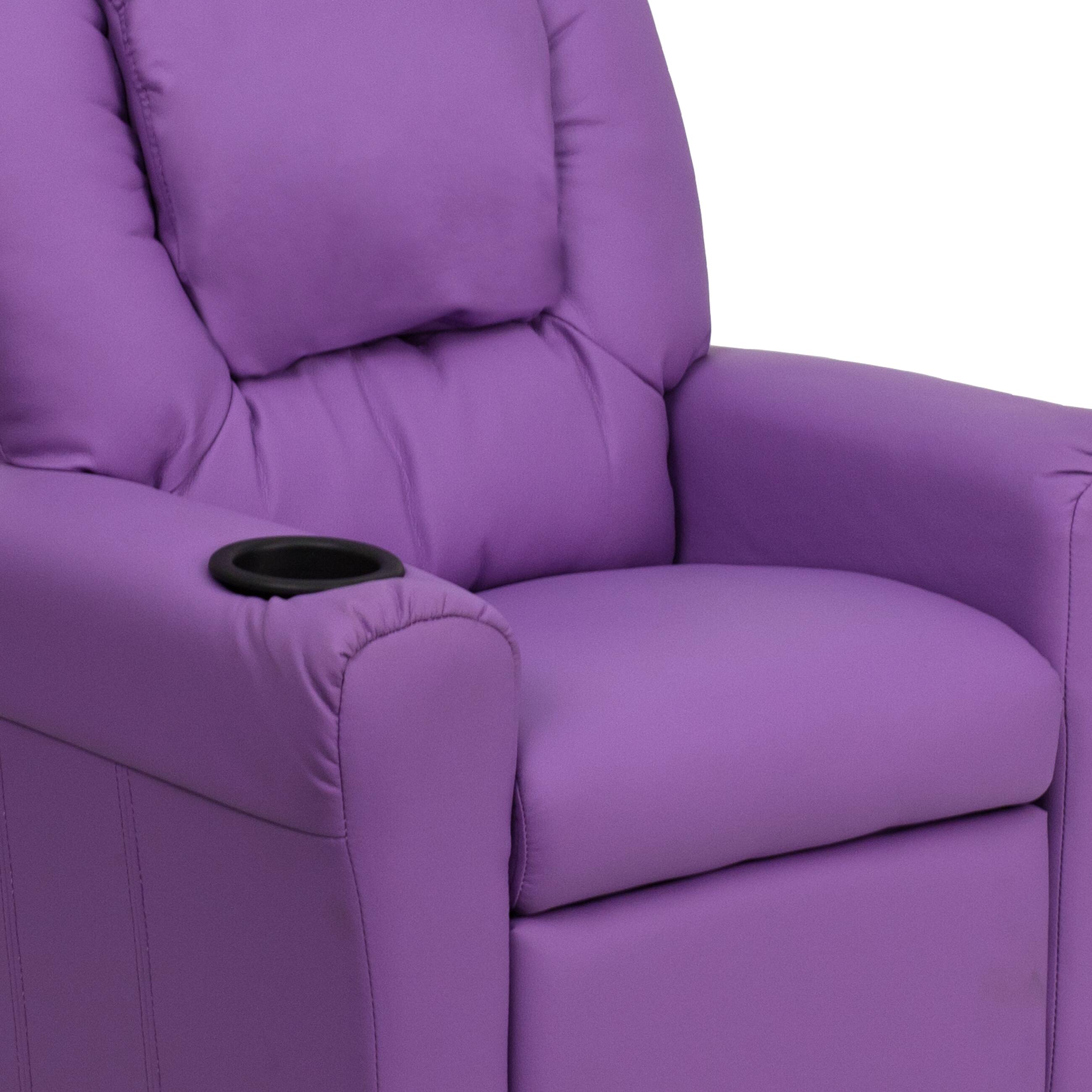 Alt View 8. Emma + Oliver - Contemporary Kids Recliner with Cup Holder and Headrest - Lavender Vinyl.