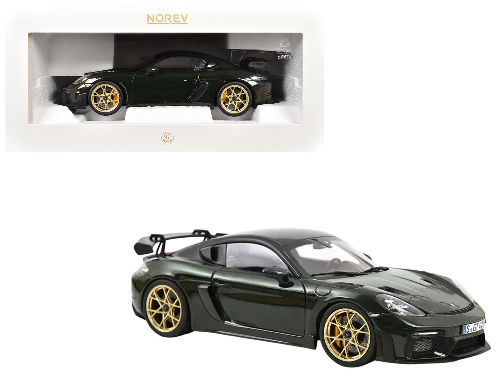 2023 Porsche Cayman GT4 RS Weissach Pack Brewster Green with Carbon Hood 1/18 Diecast Model Car by Norev price history on PriceWatchPro