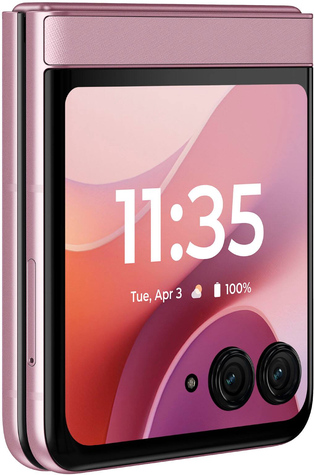 The text on the image reads "11:35 3 100% Tue, Apr." This can be grouped and corrected as follows:

"11:35 3 100% Tue, Apr" can be grouped as a time and date display. The time is 11:35, the date is Tuesday, April 3rd, and the percentage is 100%.