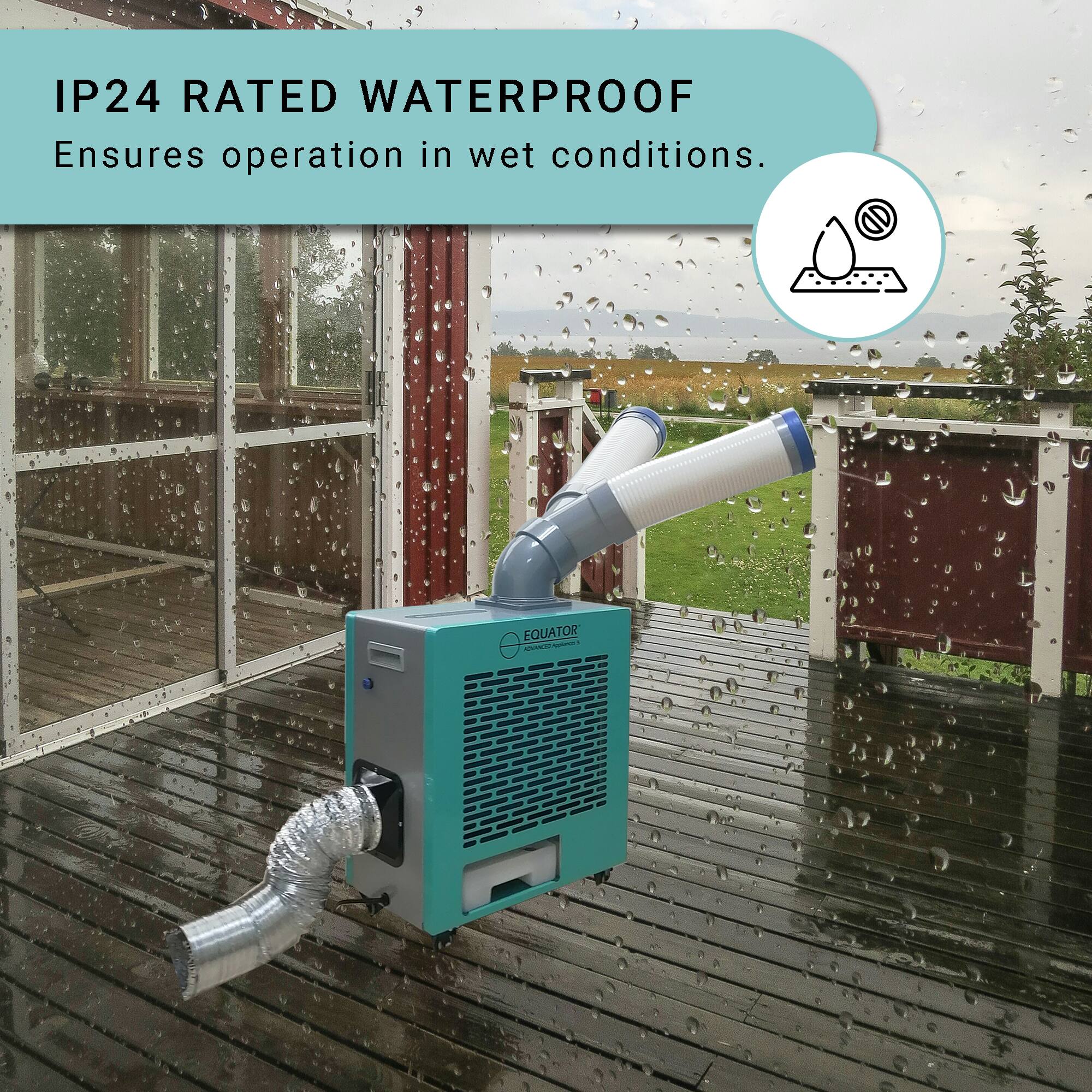 IP24 RATED WATERPROOF Ensures operation in wet conditions. EQUATOR.