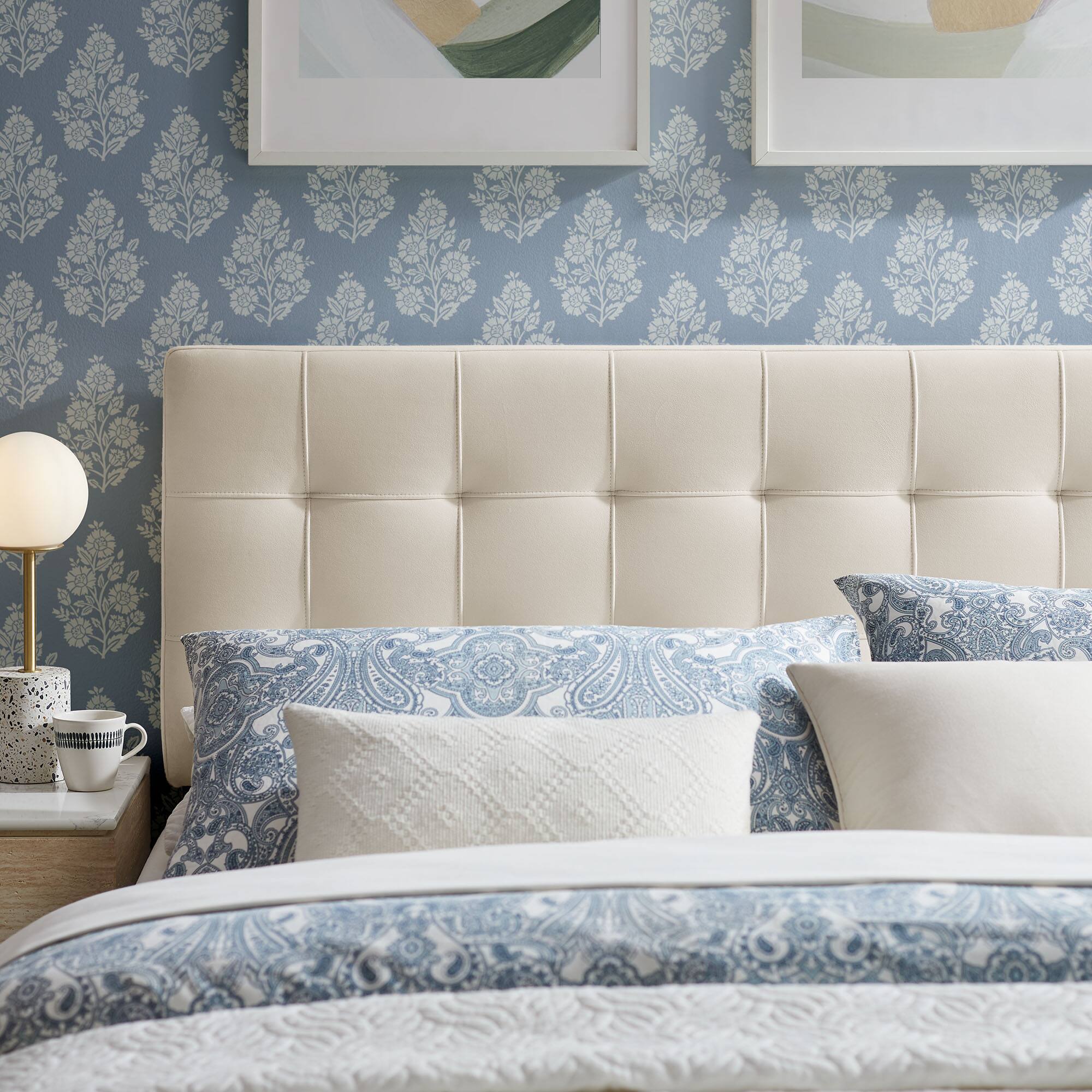 Alt View 1. Modway - Lily Biscuit Tufted Performance Velvet Headboard by Modway - Alabaster.