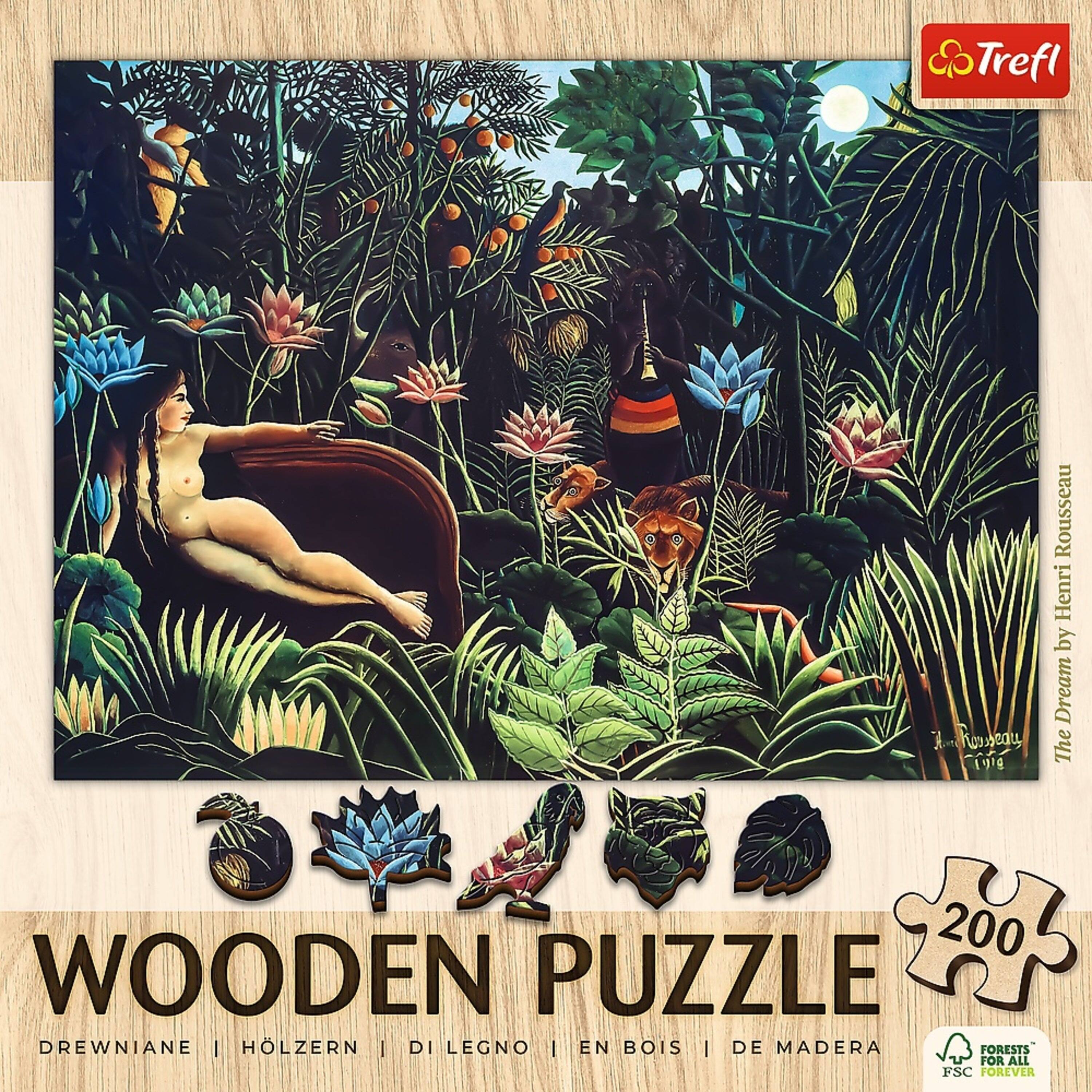 Trefl  
The Dream by Henri Rousseau  
200 WOODEN PUZZLE  
DREWNIANE | HÖLZERN | DILEGNO | EN BOIS | DE MADERA  
FORESTS FOR ALL FSC FOREVER