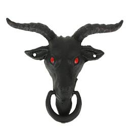 Zeckos - Enamel Cast Iron Baphomet Decorative Door Knocker Home Entrance Decor - Black