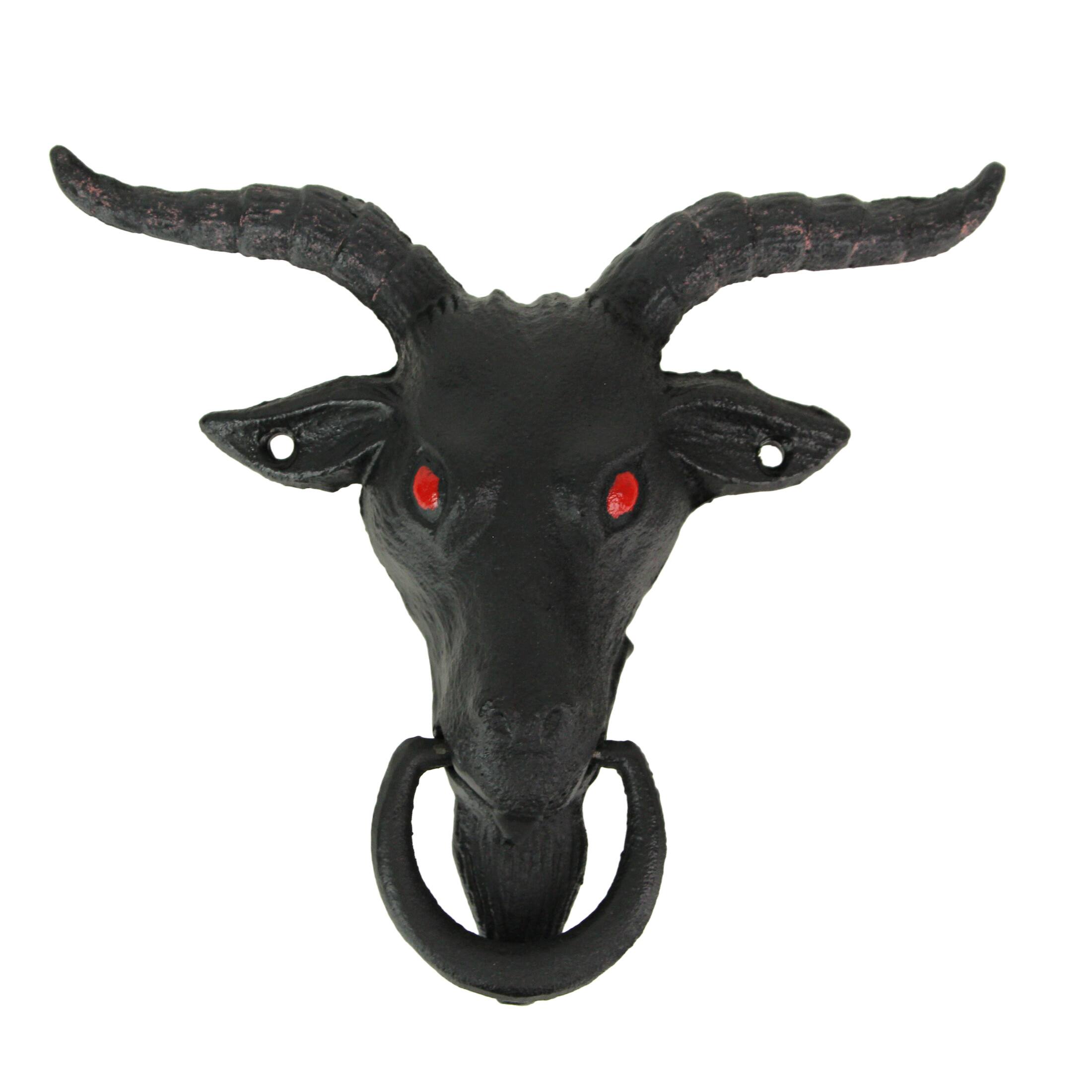 Front. Zeckos - Black Enamel Cast Iron Baphomet Decorative Door Knocker Home Entrance Decor - Black.
