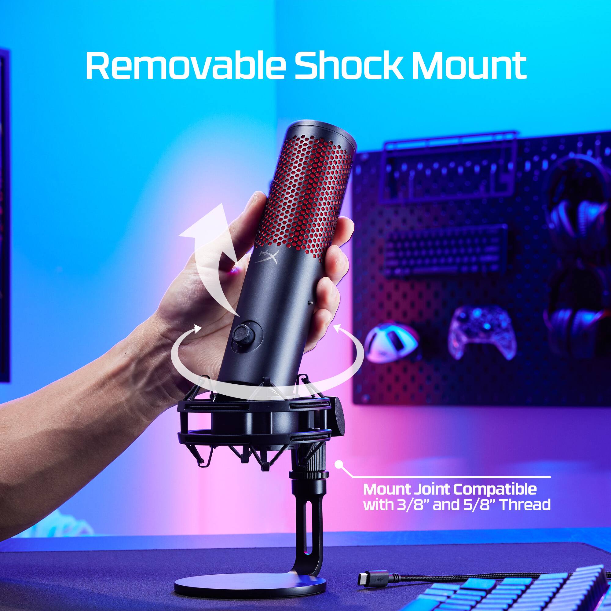 Removable Shock Mount: Mount Joint Compatible with 3/8" and 5/8" Thread