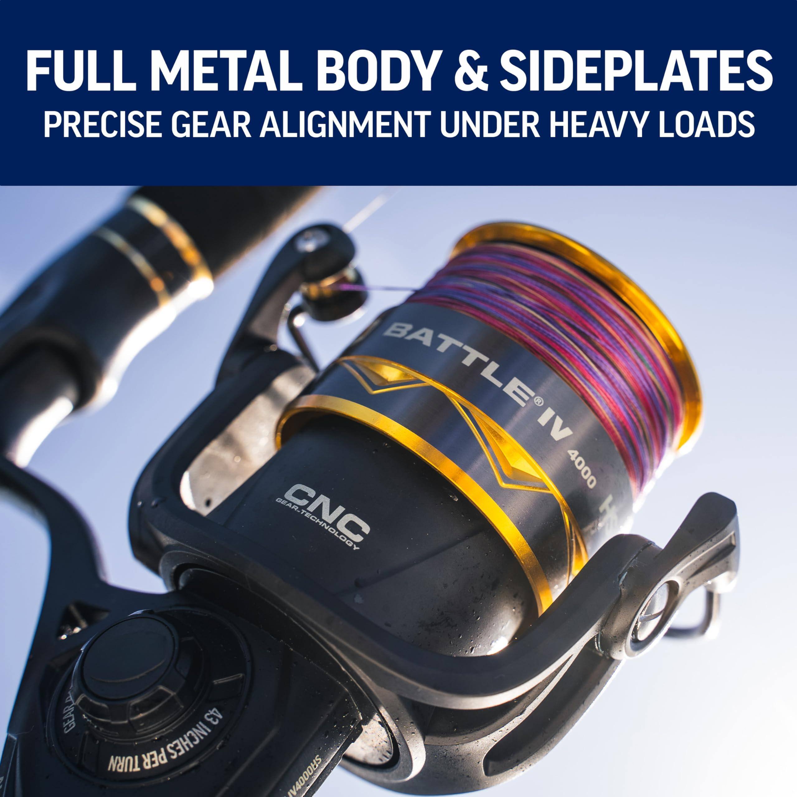 FULL METAL BODY & SIDEPLATES  
PRECISE GEAR ALIGNMENT UNDER HEAVY LOADS  

BATTLE'IV 4000  

CNC TECHNOLOGY  
GEAR 43 PER INCHES TURN  
V4000HS