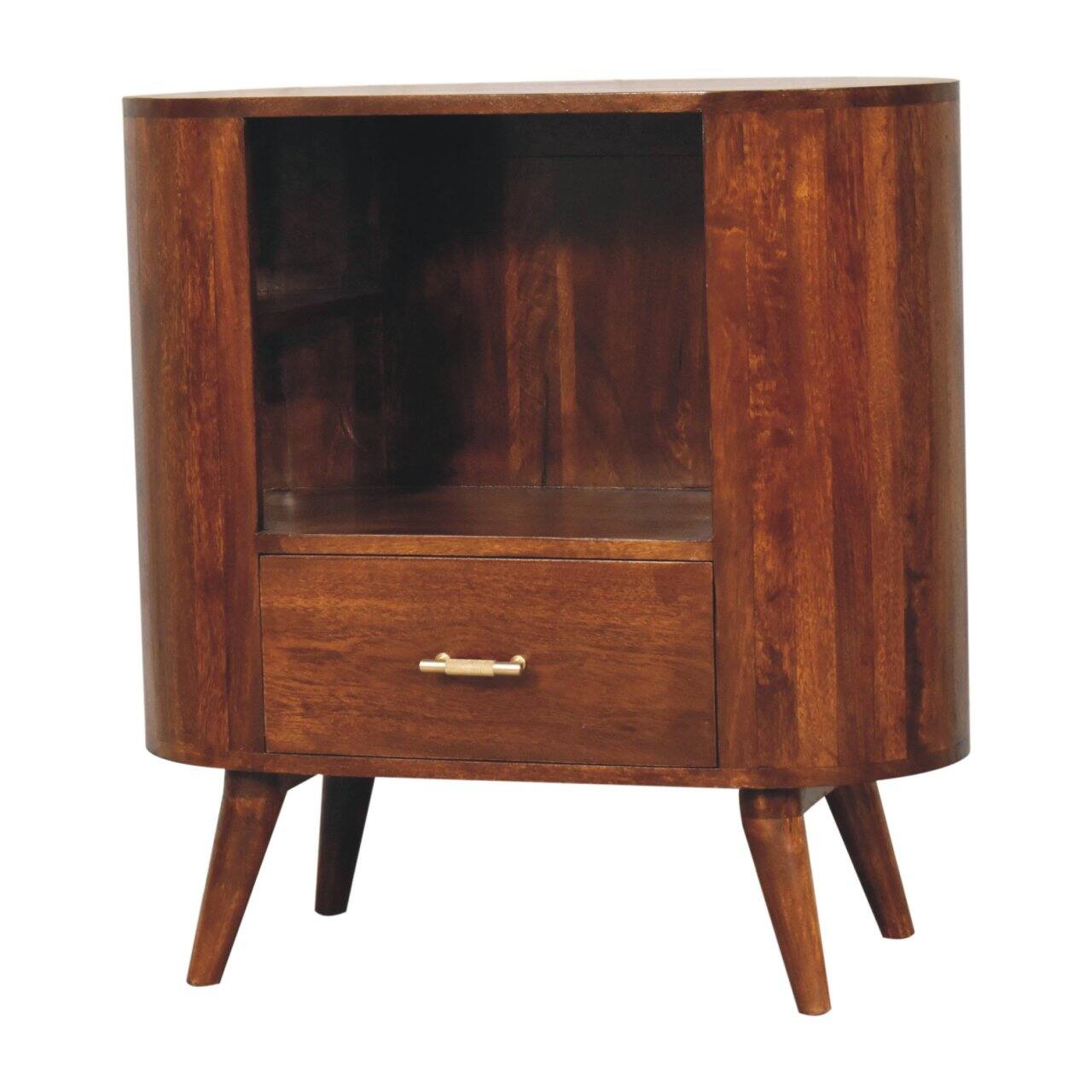 Left. Artisan Furniture - Artisan Furniture Solid Wood T-bar Cortez Chestnut Open Slot Cabinet - Chestnut.