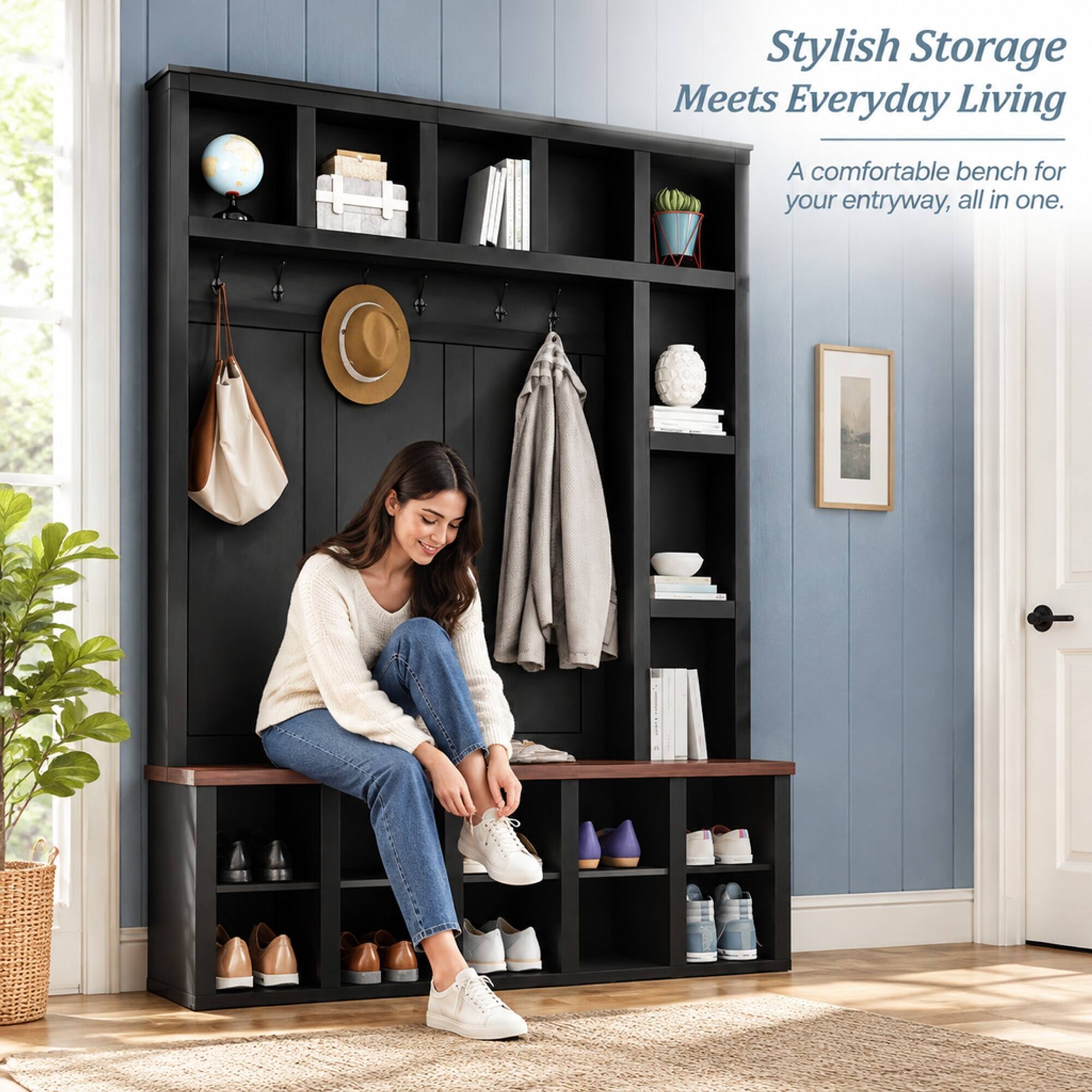 Stylish Storage Meets Everyday Living  
A comfortable bench for your entryway, all in one.