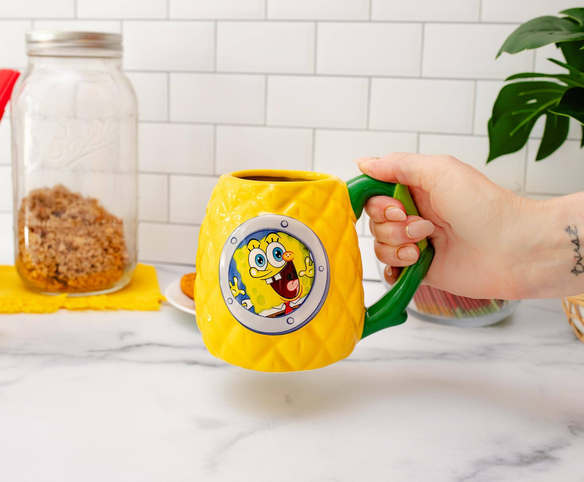 Alt View 4. Silver Buffalo - SpongeBob SquarePants Pineapple House 3D Sculpted Ceramic Mug | Holds 20 Ounces - Yellow.