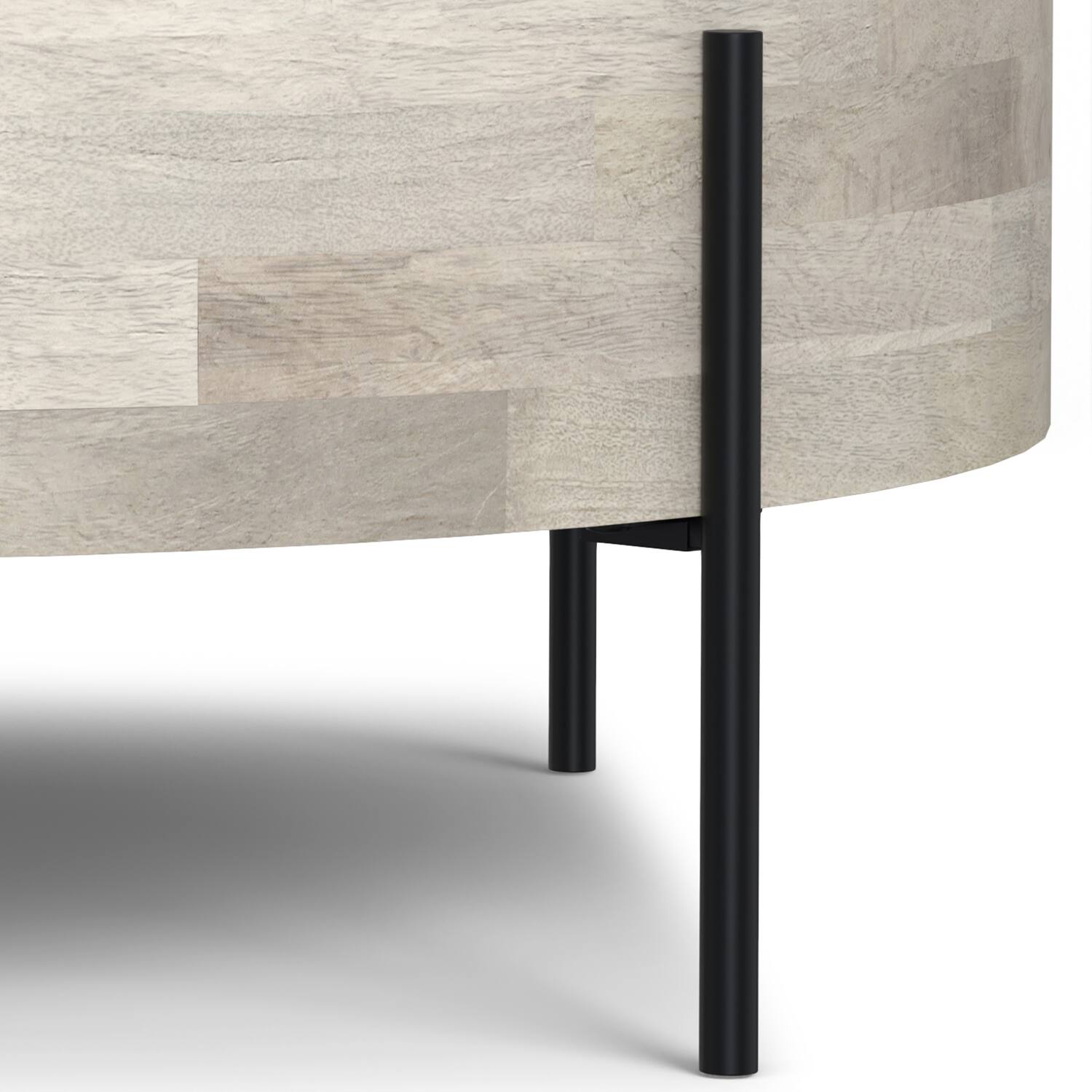 Alt View 8. Simpli Home - Rayburn SOLID MANGO WOOD 38 inch Wide Round Modern Urban Drum Coffee Table in White Wash - White Wash.