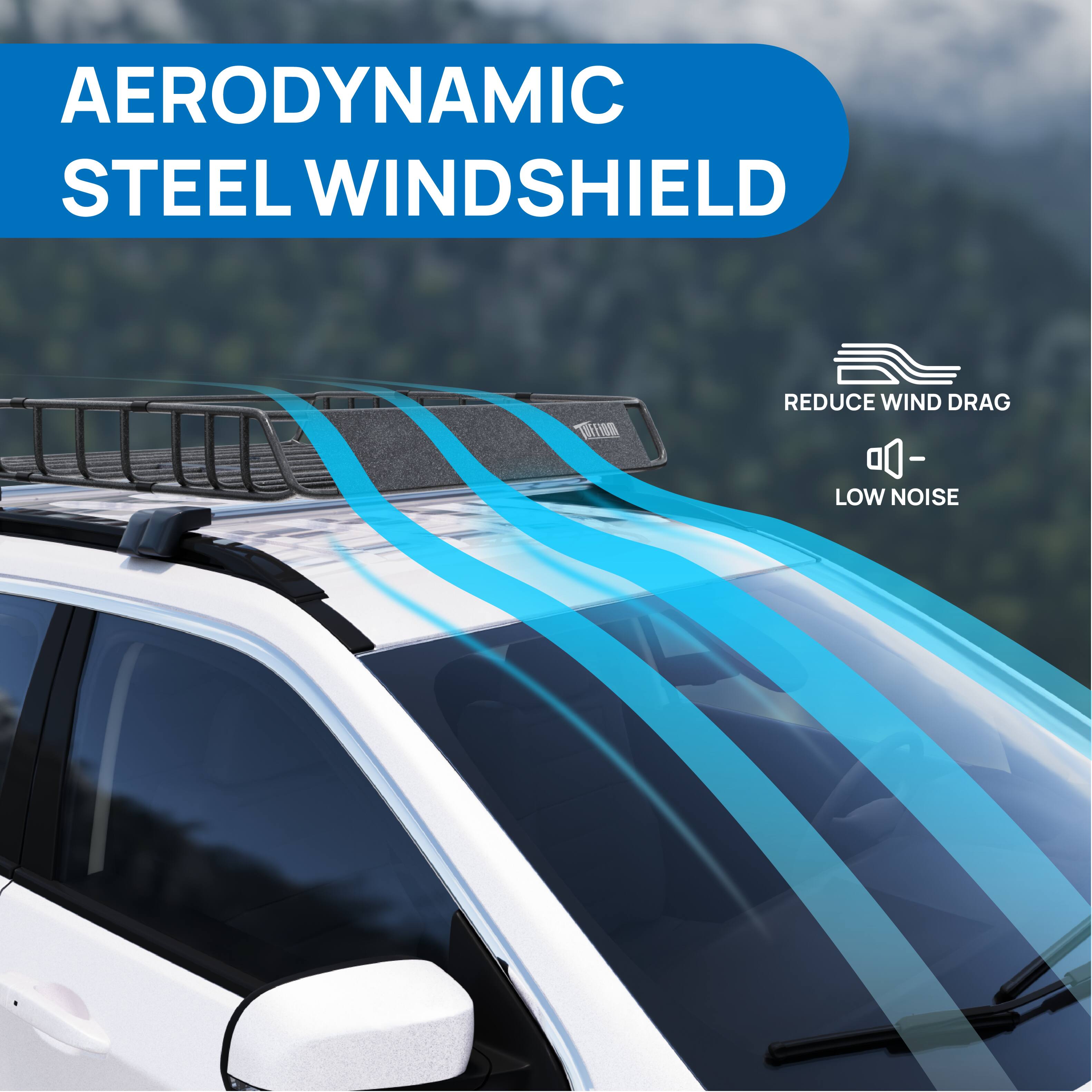 AERODYNAMIC STEEL WINDSHIELD REDUCE WIND DRAG - LOW NOISE