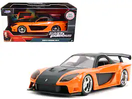 Han's Mazda RX-7 RHD (Right Hand Drive) "Fast & Furious" Movie 1/32 Diecast Model Car by Jada - Orange Metallic And Black