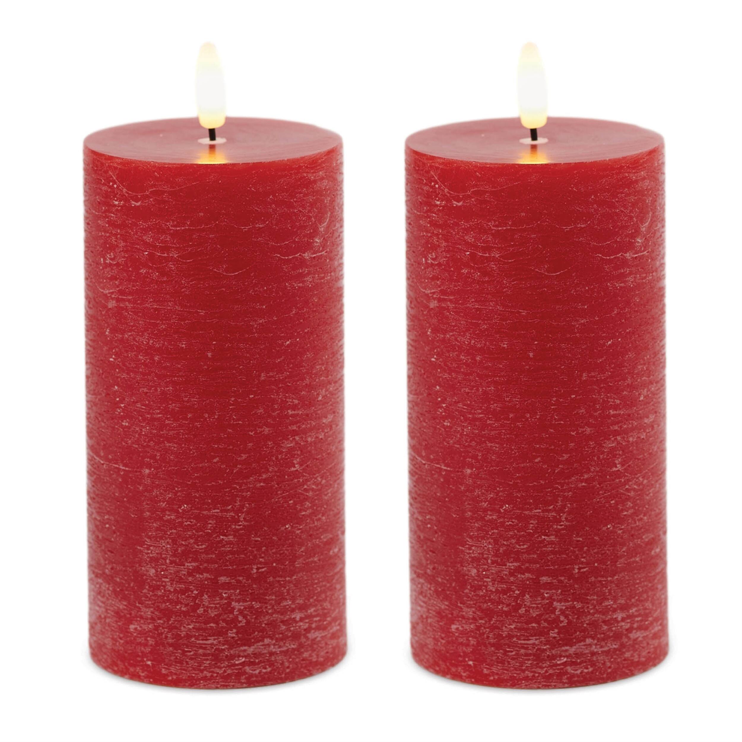 Left. BreeBe - FIA Wick Red Pillar Candle (Set of 2) - Red.