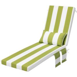 Crestlive Products - Outdoor Lounge Chair Cushions Patio Chaise Lounge Chair Seat Cushion with Pillow - Green white