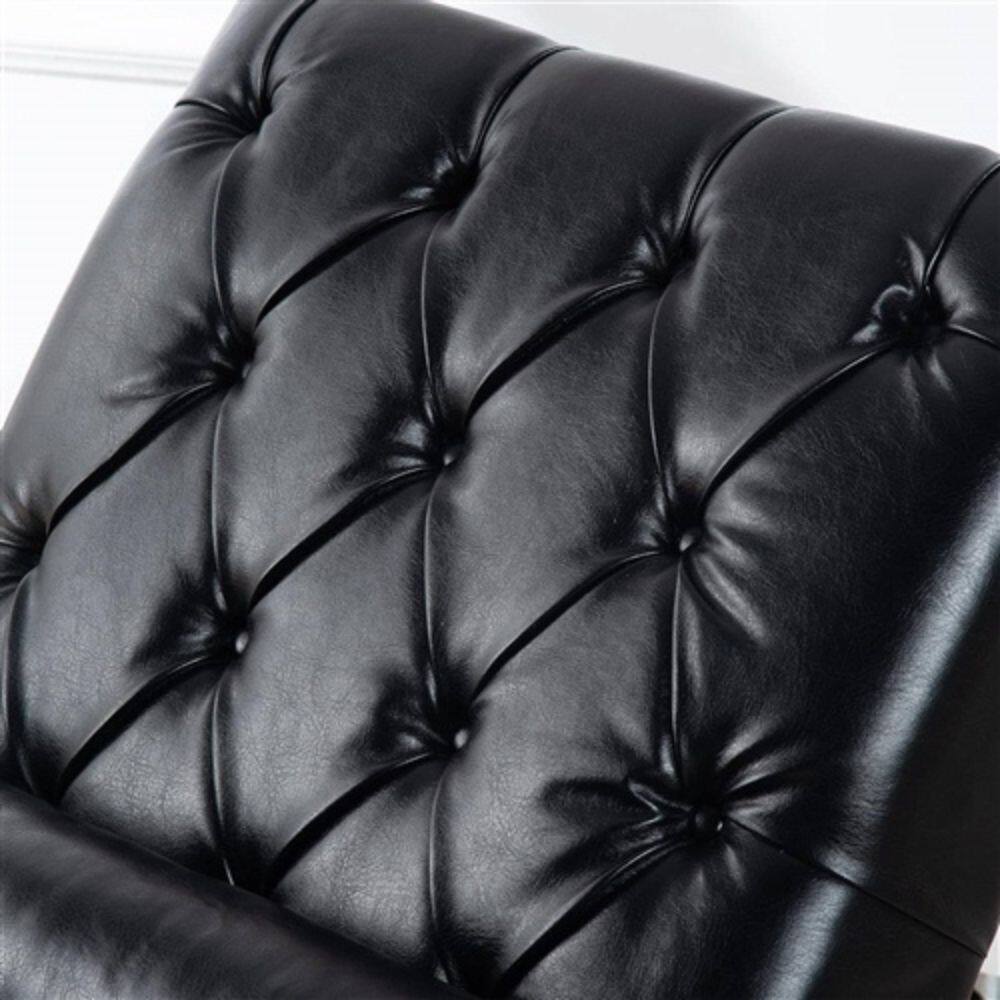 Back. Hivvago - Black Faux Leather Upholstered Armless Chaise Lounge Chair with Lumbar Pillow - Black.