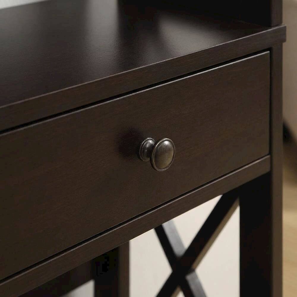 Alt View 1. FurniFact - 5-Tier Bookcase with Drawer in Modern Finish for Storage and Organization - Espresso.