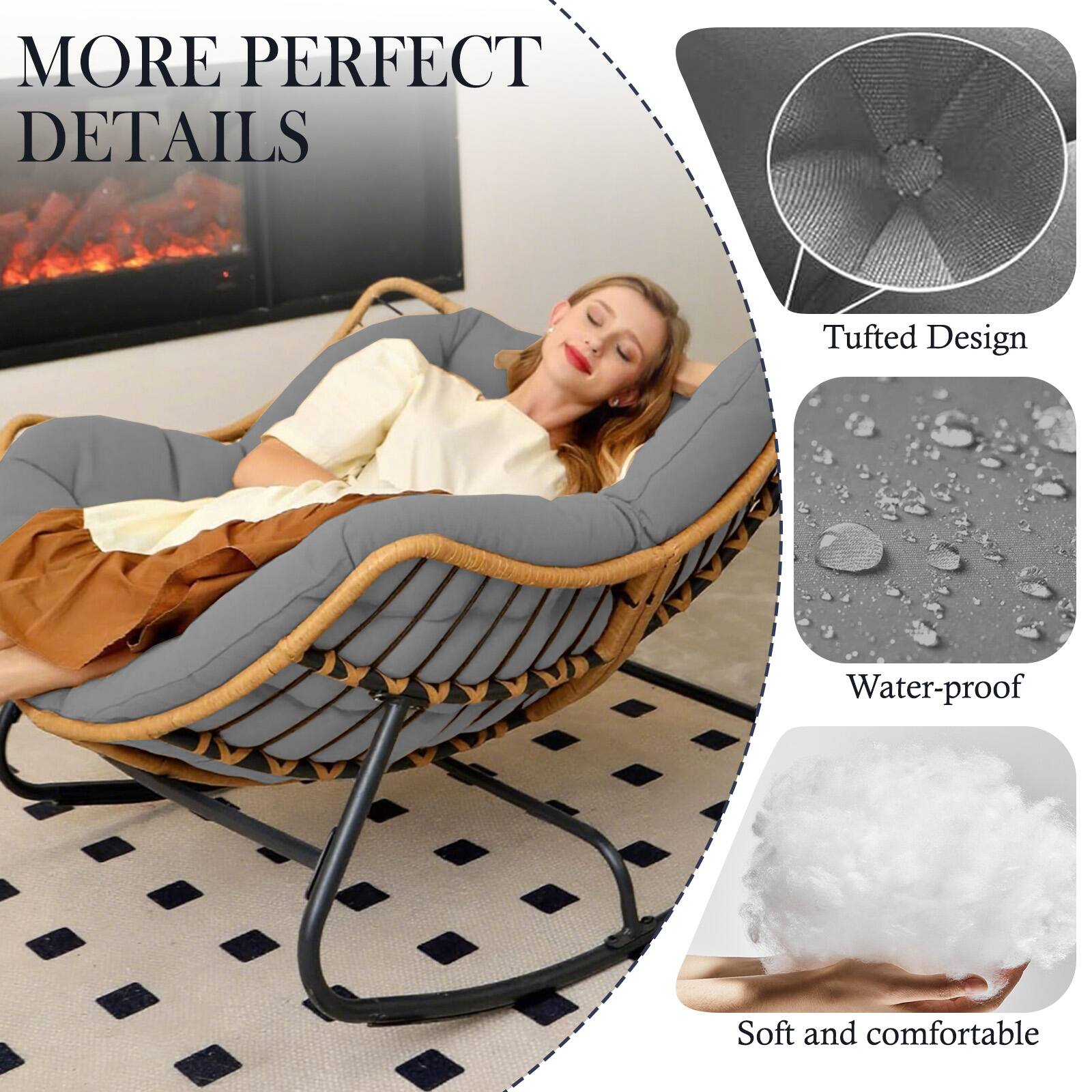 MORE PERFECT DETAILS

- Tufted Design
- Water-proof
- Soft and comfortable