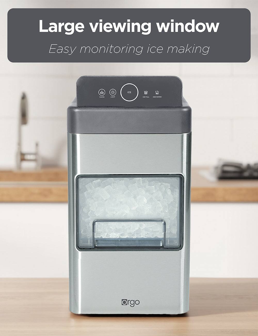Large viewing window  
Easy monitoring ice making