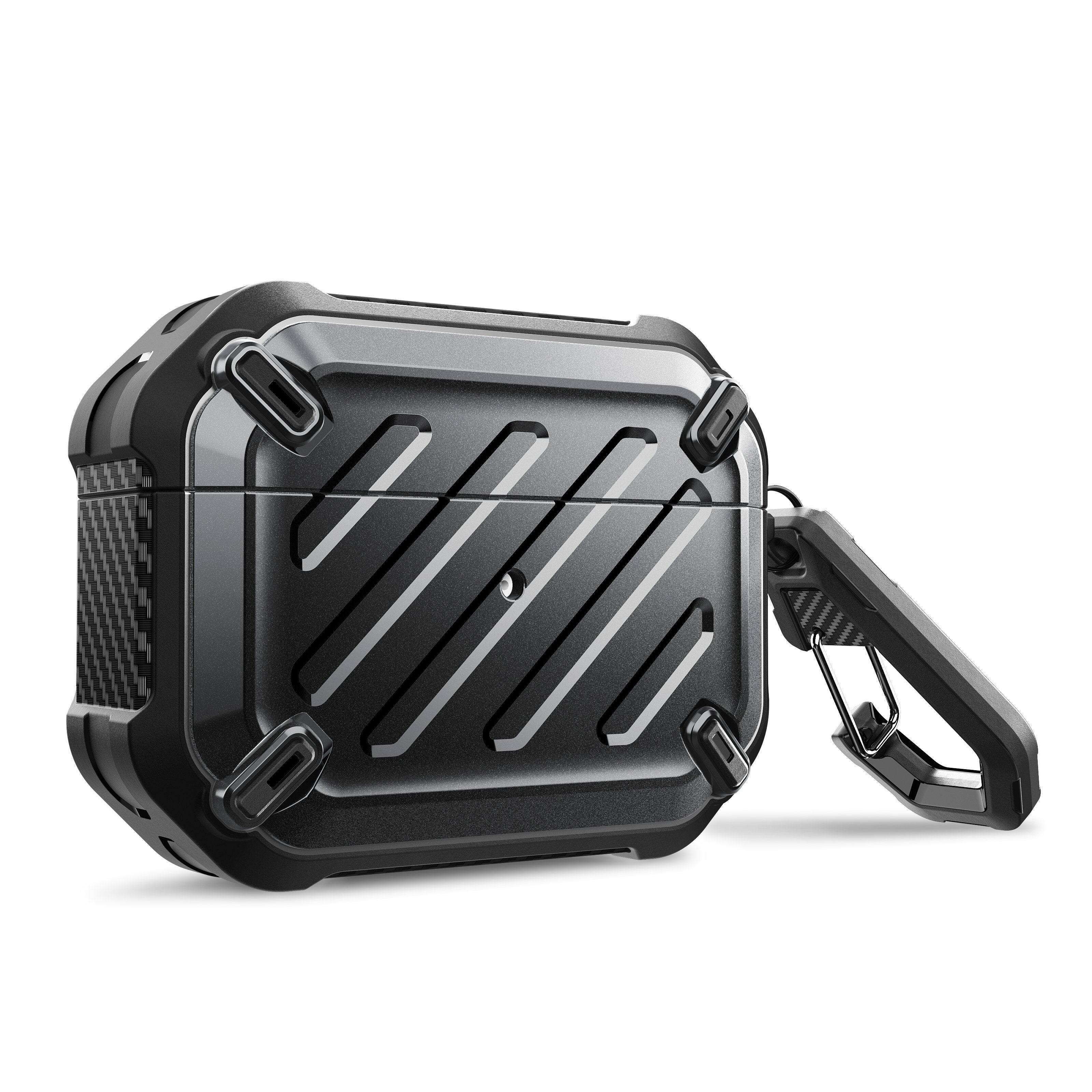 Alt View 3. SUPCASE - Unicorn Beetle PRO Rugged Case for Apple AirPods Pro – Heavy-Duty Protective Shell with Carabiner Clip - Black.