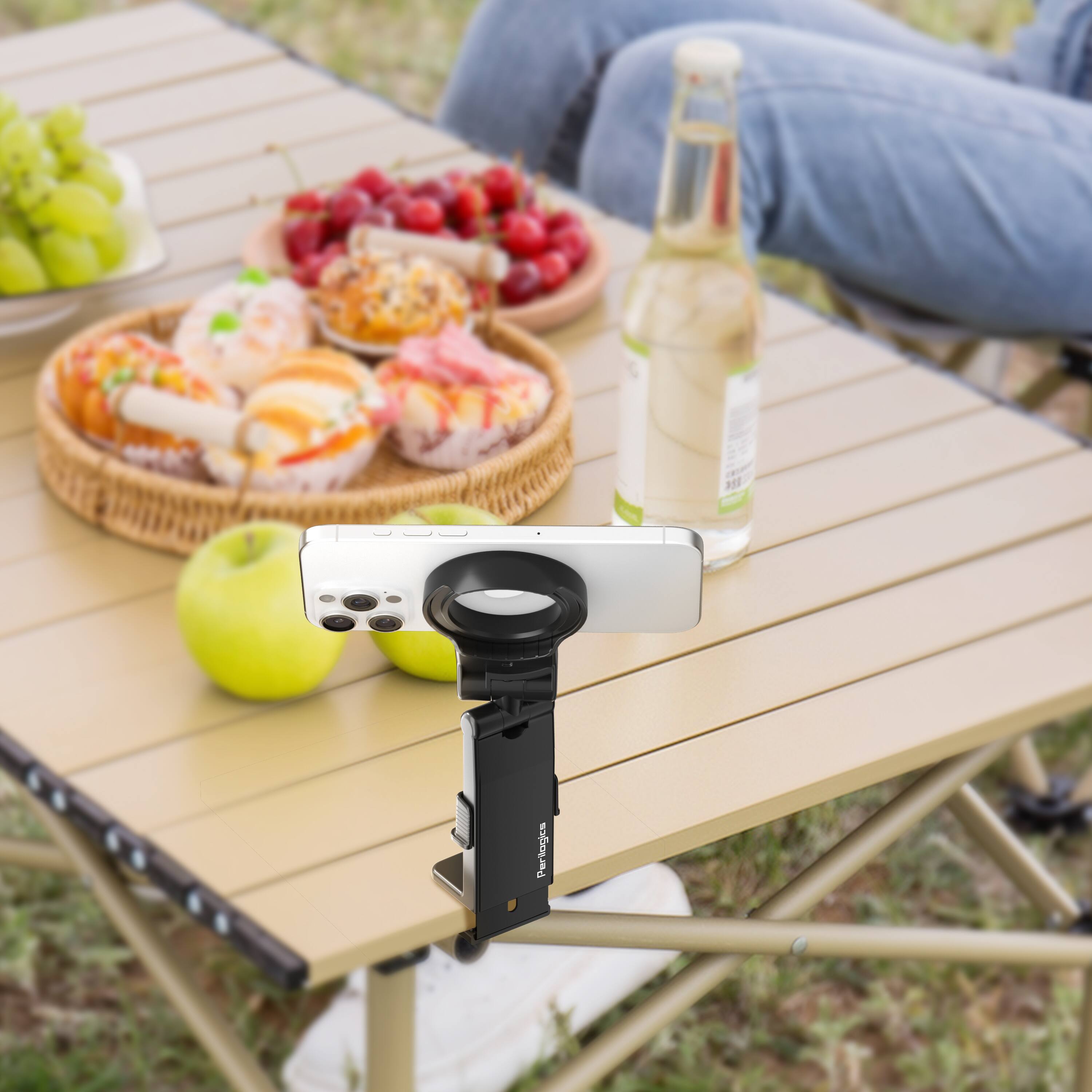 Alt View 8. Perilogics - Universal Airplane Travel Phone Holder with MagSafe. Phone Mount for Video Calls, Content Creation and Everyday Use - Black.