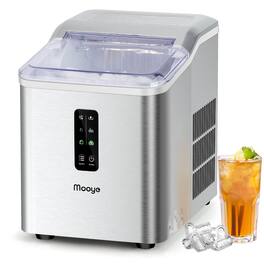 Akoasm - Electric Countertop Ice Maker Machine, 26.5 lbs in 24Hrs with Ice Scoop and Basket, 2 Sizes of Bullet Ice - Silver