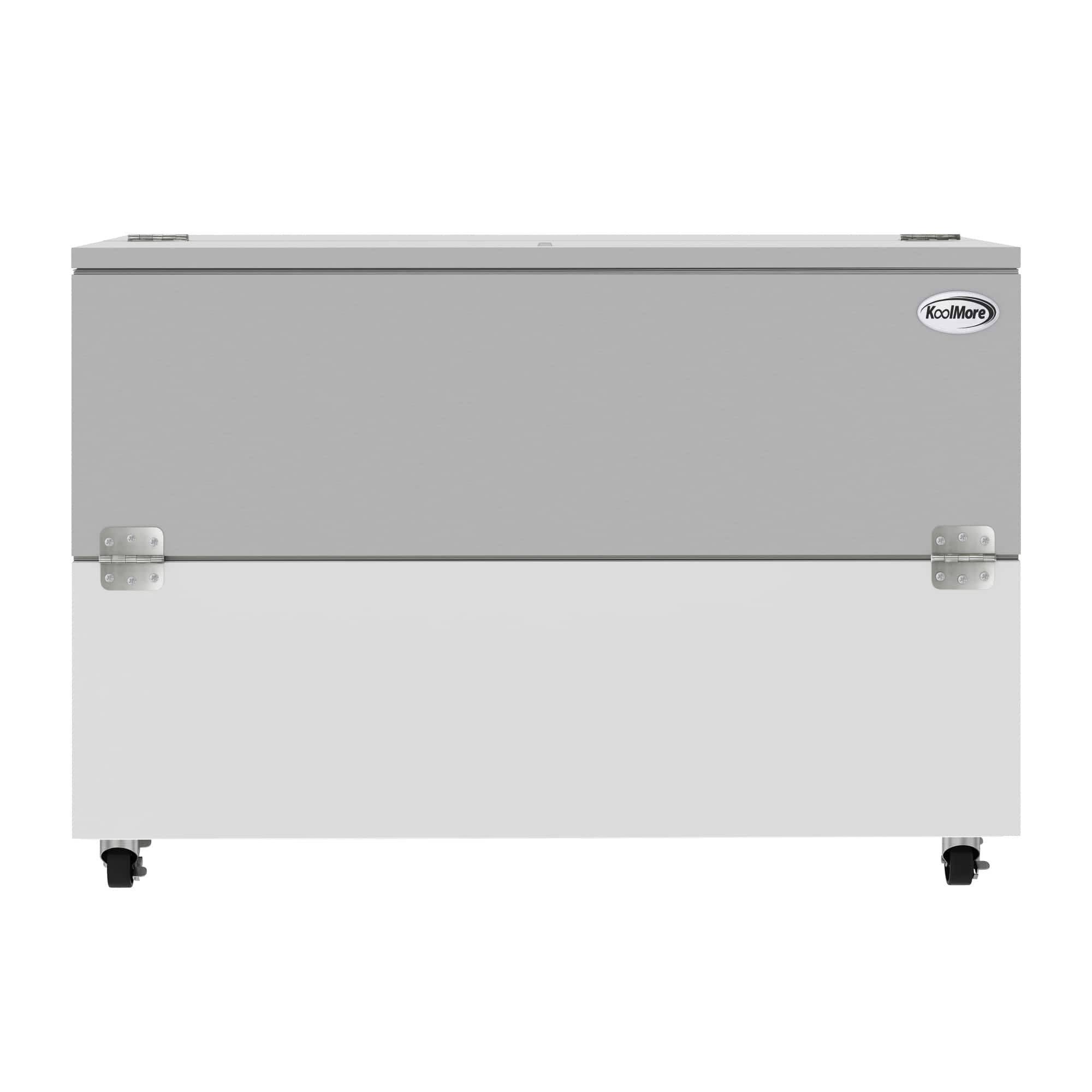 Koolmore - 58 in. Commercial Milk Cooler for School and Cafeteria, 16 Crate Capacity with Heavy Duty Casters - White and Stainless-Steel