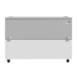Koolmore - 58 in. Commercial Milk Cooler for School and Cafeteria, 16 Crate Capacity with Heavy Duty Casters - White and Stainless-Steel