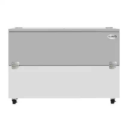 Front. Koolmore - 58 in. Commercial Milk Cooler for School and Cafeteria, 16 Crate Capacity with Heavy Duty Casters - White and Stainless-Steel.