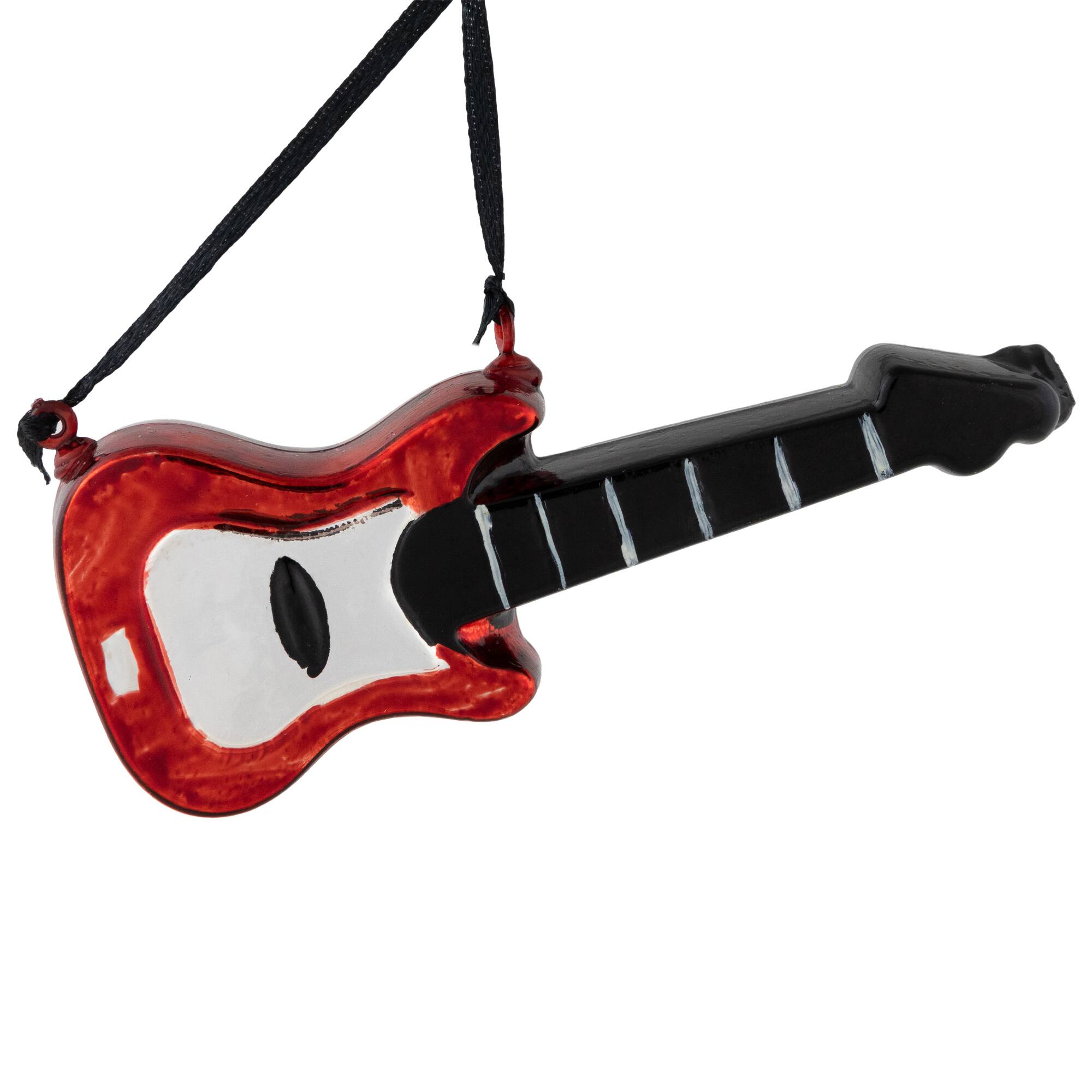 Northlight - 5" Guitar Glass Christmas Ornament - Red