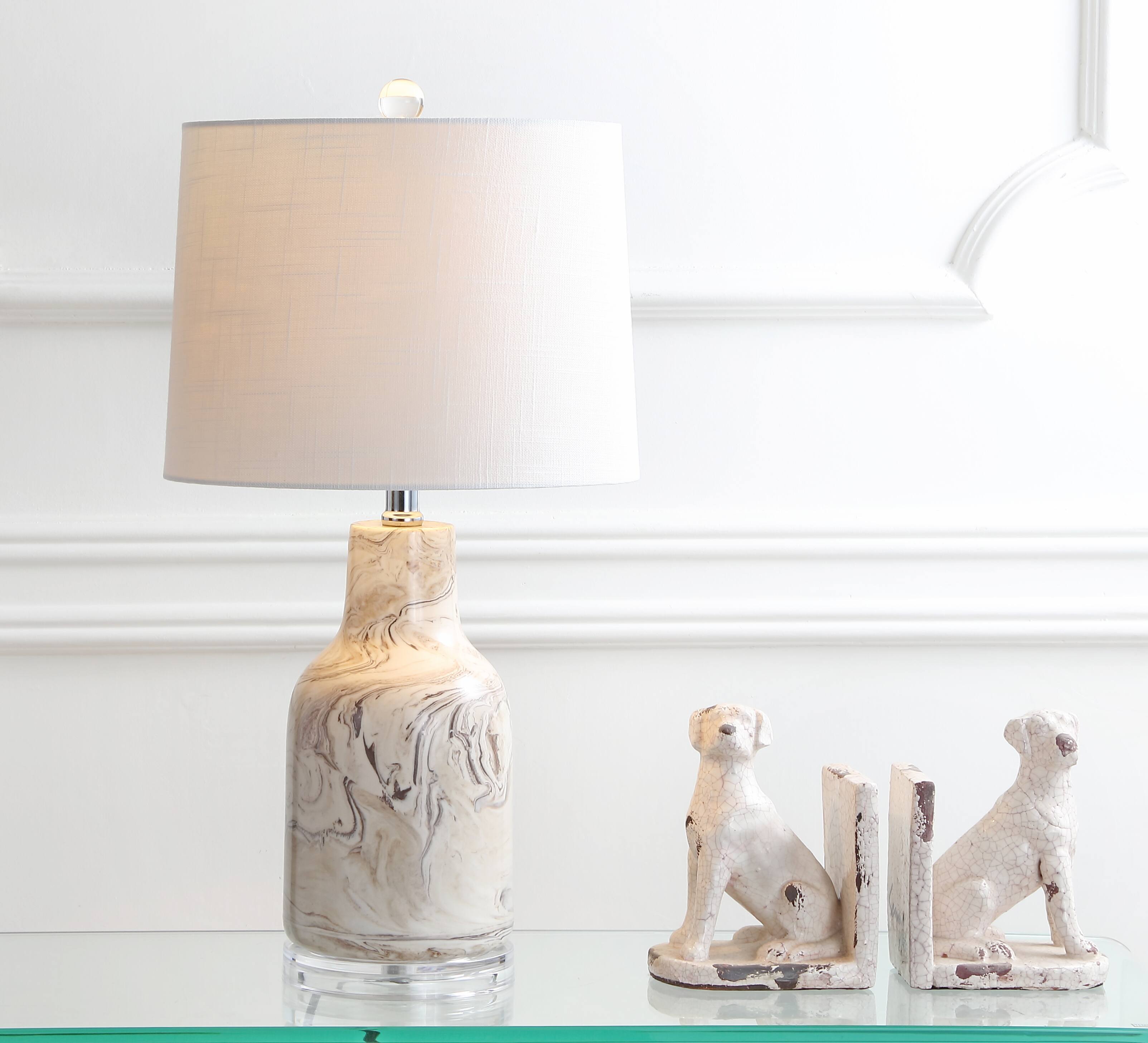 Alt View 1. Jonathan Y - Webb 23" Ceramic LED Table Lamp, Gray/White - Gray.