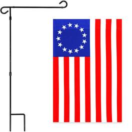 G128 - Combo Pack: 36 x 16 in Garden Flag Stand and 12 x 18 in Betsy Ross Garden Flag - Assorted Colors