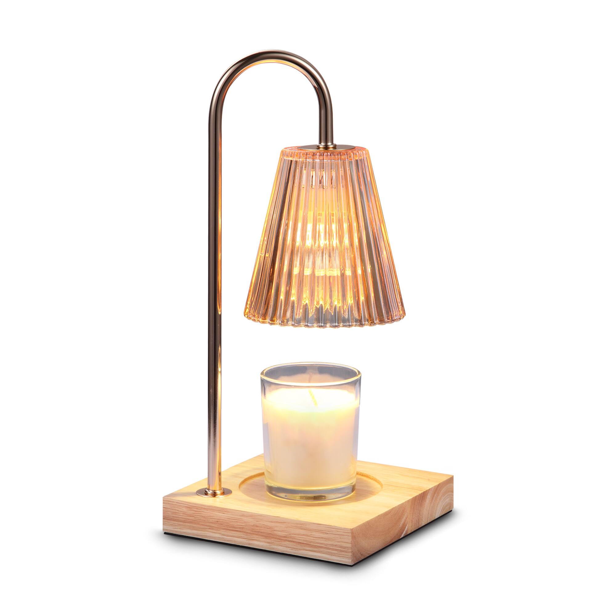 Front. HOM - Candle Warmer Lamp with Adjustable Brightness & Timer Function - Black.