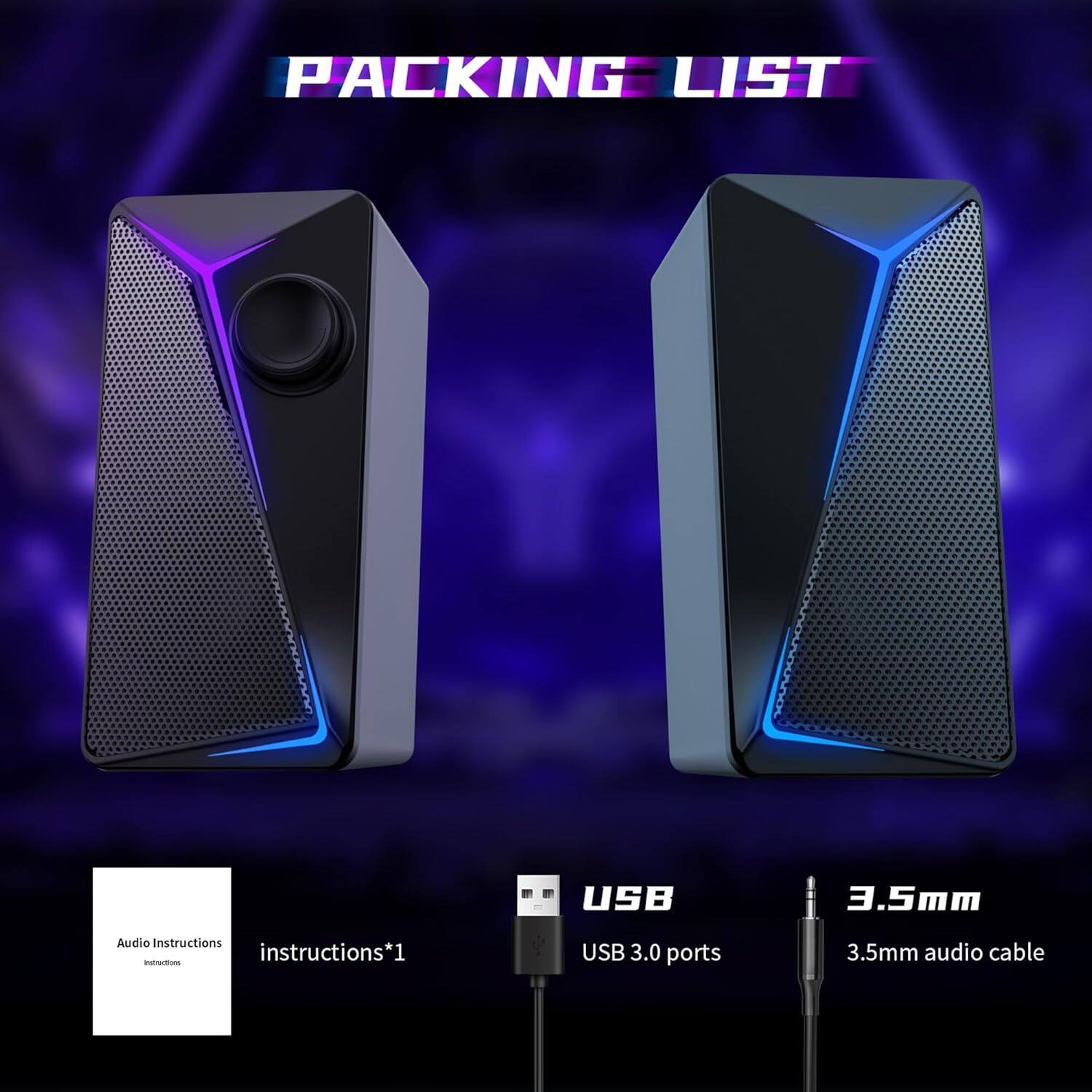 Packing List

- Instructions*1
- USB 3.0 ports
- 3.5mm audio cable