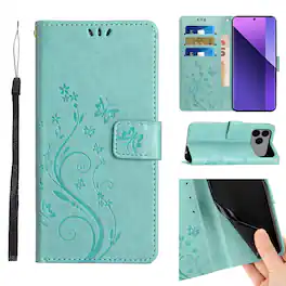 Dteck - Wallet Case for Apple iPhone 18 Pro Max, Butterfly Floral PU Leather Flip Card Slots Cash Pocket Kickstand Strap Cover - Green
