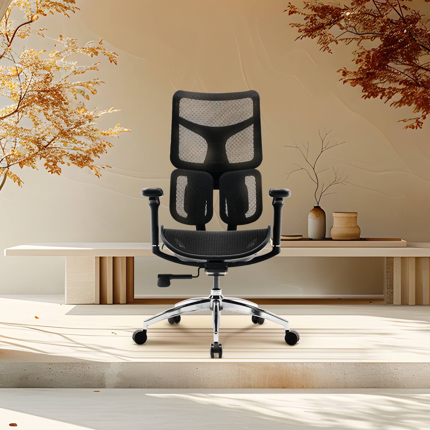 Alt View 8. SIHOO - S100 Ergonomic Office Chair, Gaming Chair Breathable Fabric, Dual Dynamic Lumbar Support for Gaming & Home - Black.