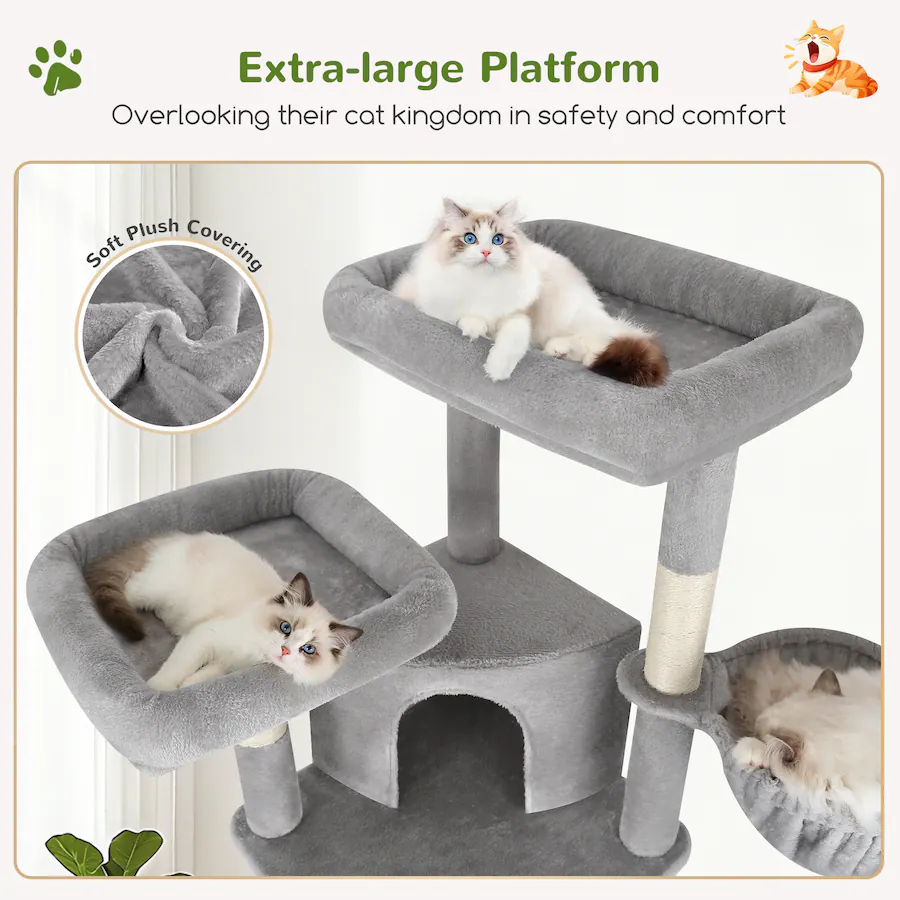 Large Cattery Globlazer 76 Inch Cat Tree for 2 3 Large Cats, Light Grey Gray - Best Buy