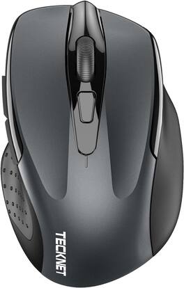 TECKNET - Wireless Mouse, BT 5.0/2.4G, Silent 4800 DPI 6 Buttons - Wireless - Gray