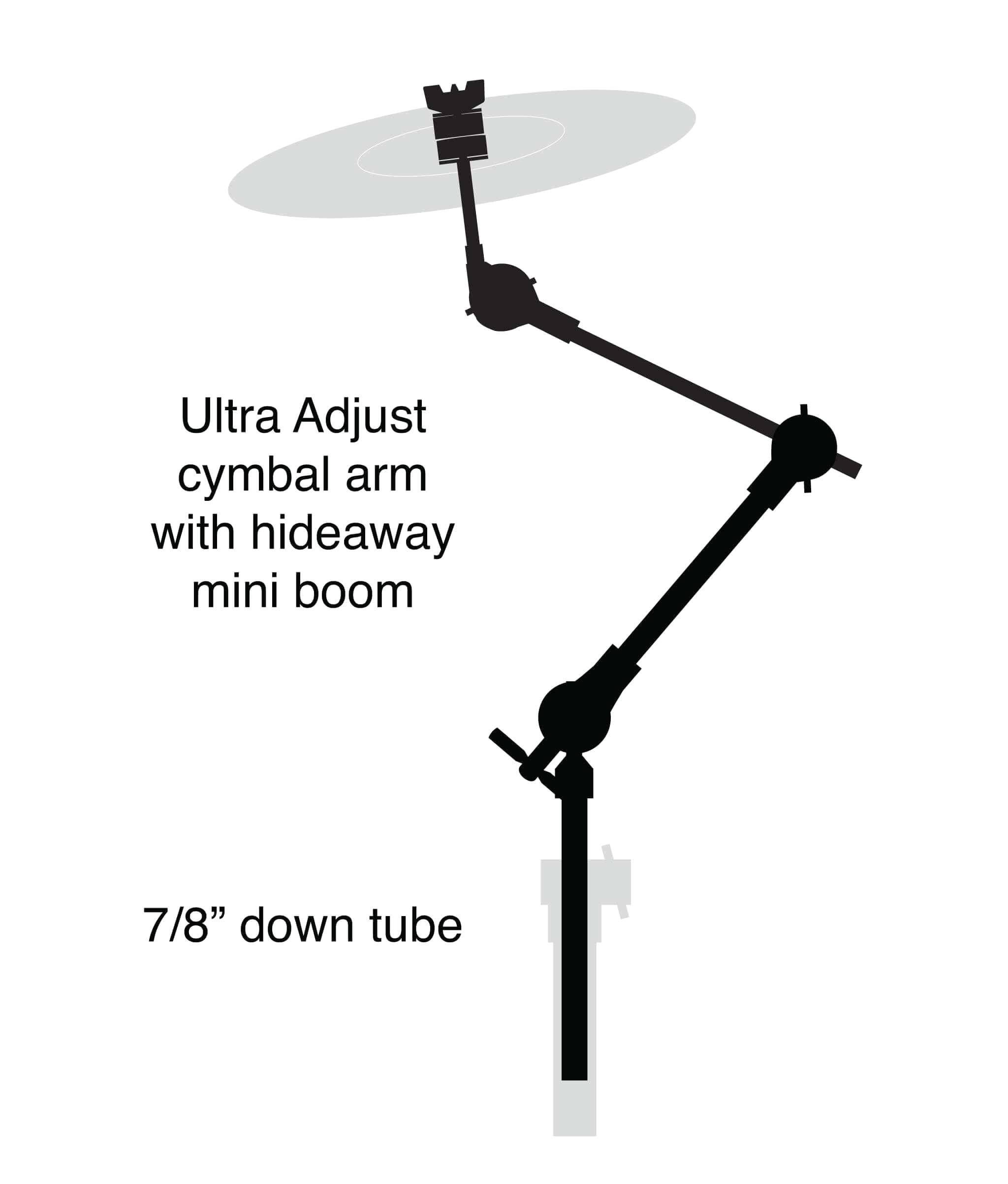 Ultra Adjust cymbal arm with hideaway mini boom

7/8" down tube