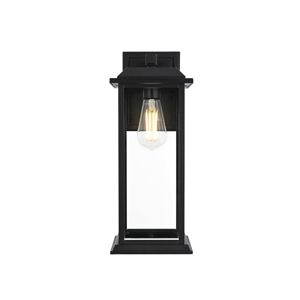 Back. Elegant Lighting - Araceli 17 inch Outdoor Wall sconce in Black - Black And Clear.