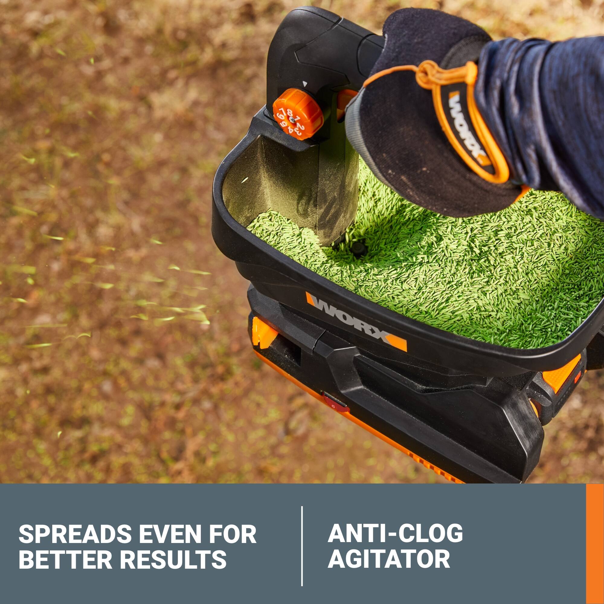 NOMG 3 2 WORX SPREADS EVEN FOR BETTER RESULTS ANTI-CLOG AGITATOR