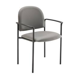 Flash Furniture - Tiffany Comfort Vinyl Stackable Steel Side Reception Chair with Arms - Gray