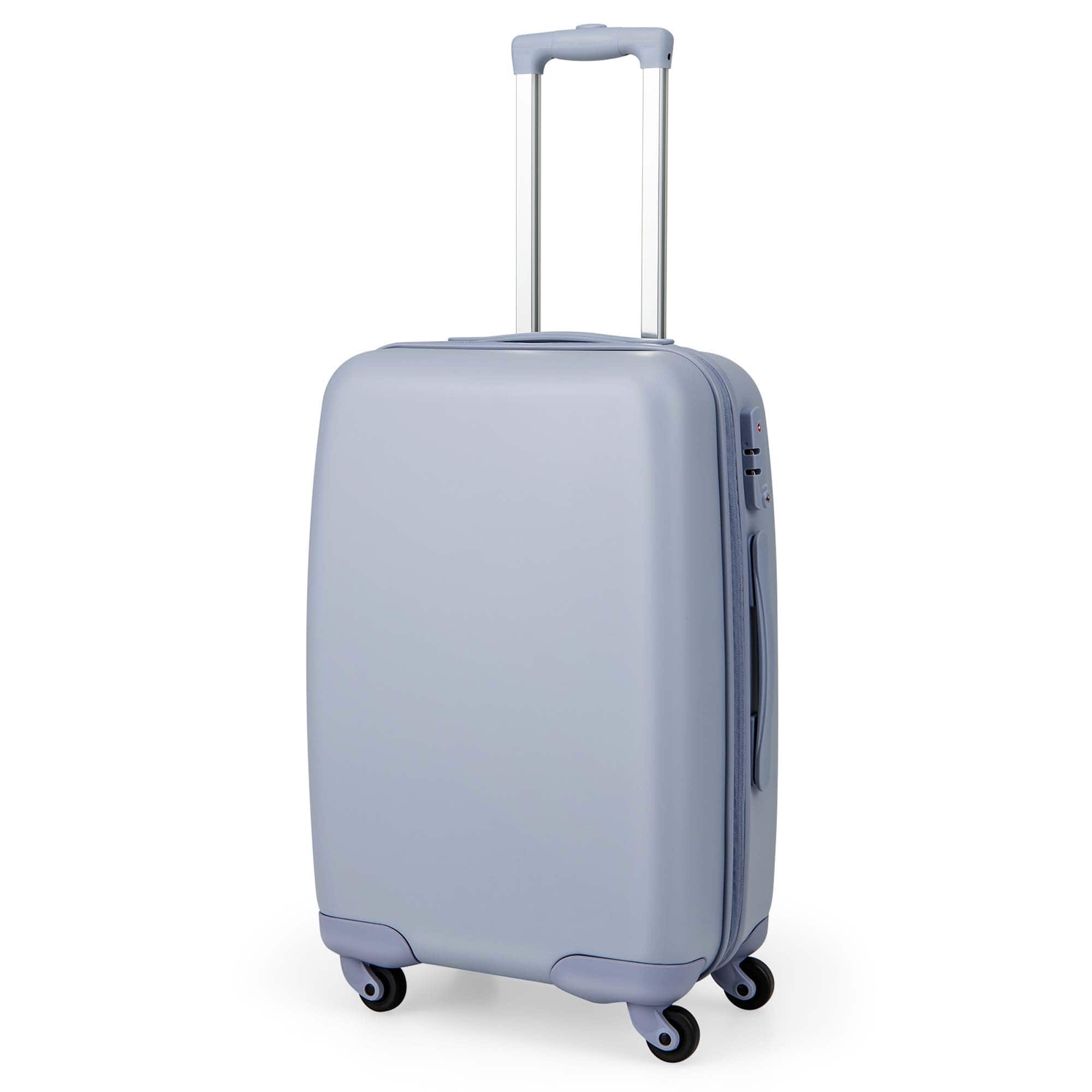Front. Costway - 20" Carry-on Luggage PC Hardshell Airline Approved Lightweight Suitcase - Blue.