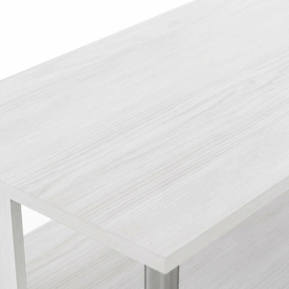 Alt View 4. FurniFact - White Oak TV Stand, 3-Tier Design, Stainless Steel Tubes, up to 48 inches - White.