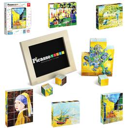 PicassoTiles - PICASSO-TILES 20PCS 1" Magnetic Puzzle Building Cubes of Famous World Art with Free Frame, STEM Educational Toy for Kids